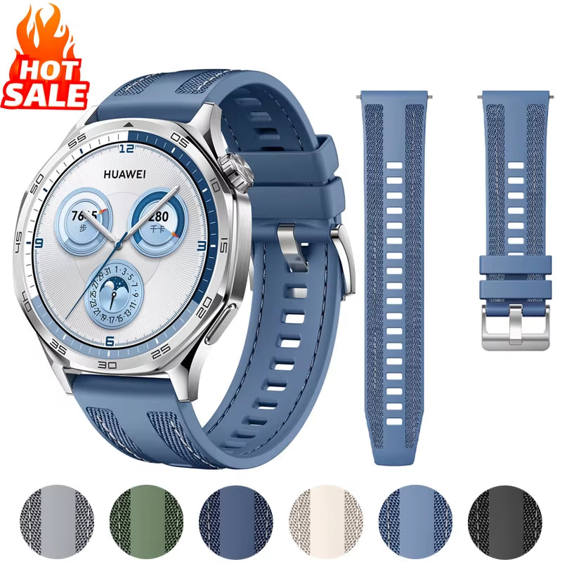 Official 22Mm Nylon Strap for  WATCH GT 5 4 46Mm/Watch 4 5 Pro GT 3 2 Pro 46 Mm Composite Silicone Band Bracelet
